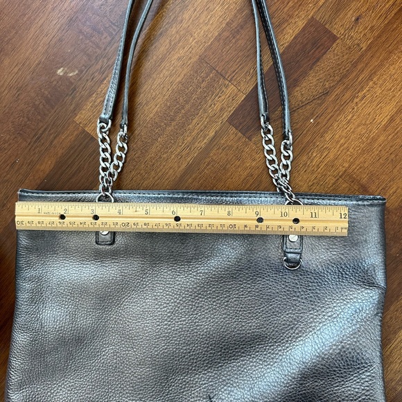 Silver metallic Michael Kors tote with drop chain handle - Picture 8 of 10
